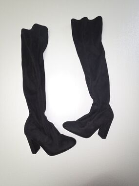 Source Unknown Black Over-the-Knee Block Heel Boots